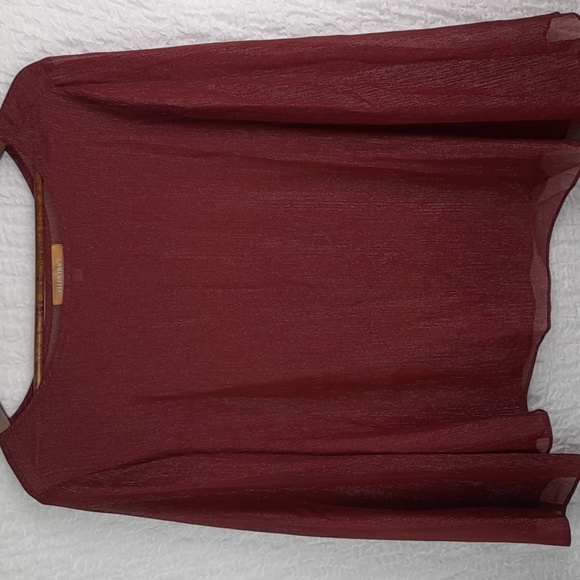 Ellen Tracy Sheer Top Large Maroon Red A101 - Picture 1 of 5